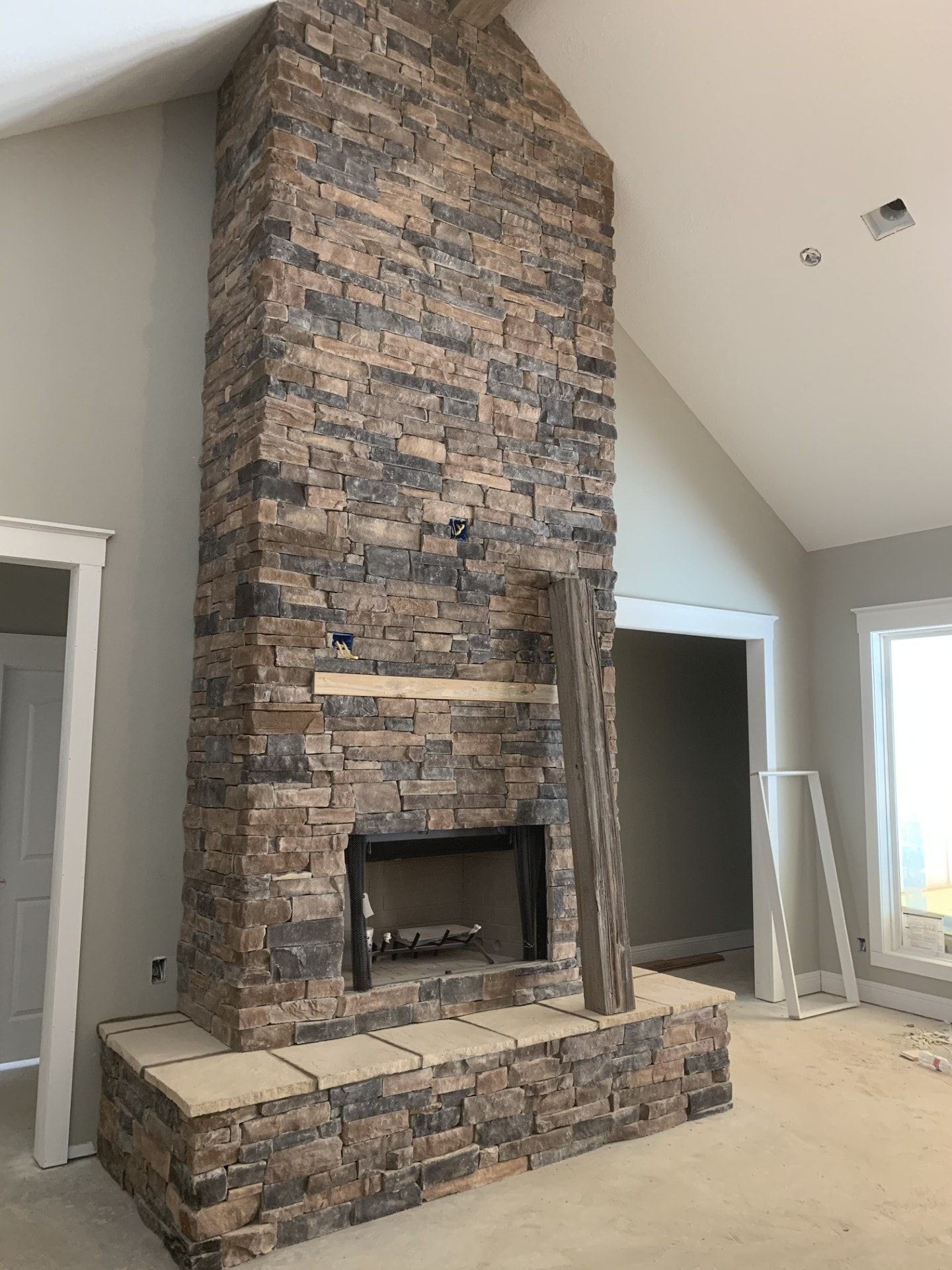Stone Veneer Fireplace
